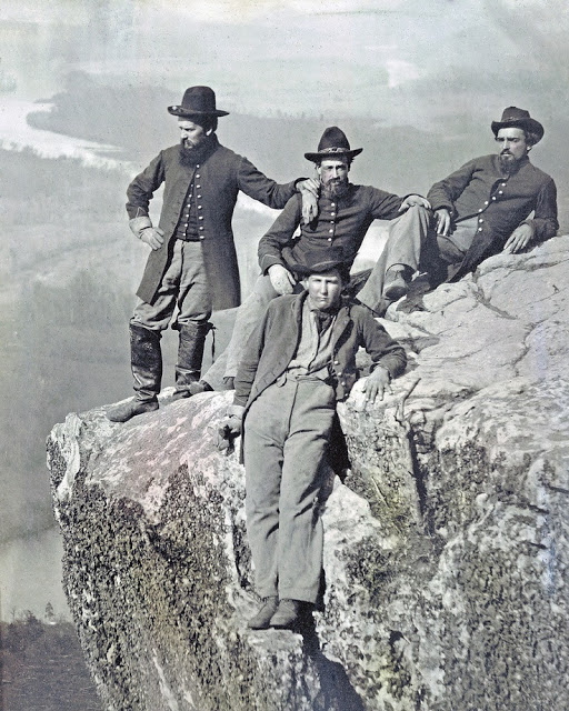  Photo shows soldiers who posed for the Linns, who left Ohio to photograph the Army of the Cumberland. In late 1863, after the battles of Lookout Mountain and Missionary Ridge, the pair set up a studio near Point Lookout. Here they photographed the western Union armies as they concentrated for an advance on Atlanta. 
