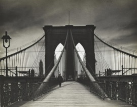 A handout photo shows a 1938 gelatin silver print taken by Alexander Alland named "Brooklyn Bridge".